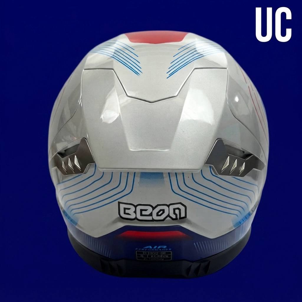 کلاه کاسکت فک ثابت بیون Beon کد 507 سفید آبی تصویر 3